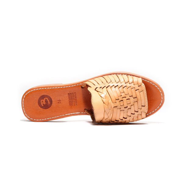 Luxe Peep-Toe Nude Woven Slide