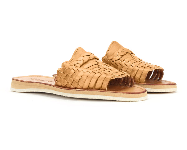 Huarache Peep-Toe Slides Sand