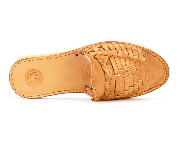 Huarache Peep-Toe Slides Sand