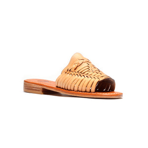 Luxe Peep-Toe Nude Woven Slide