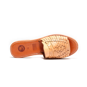Luxe Peep-Toe Nude Woven Slide