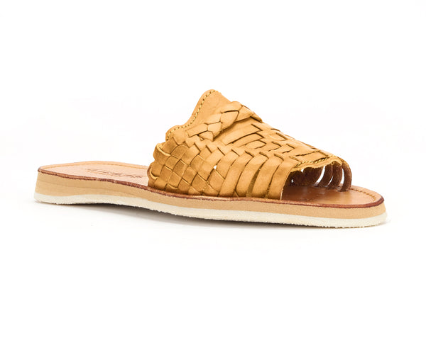Huarache Peep-Toe Slides Sand