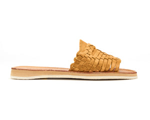 Huarache Peep-Toe Slides Sand