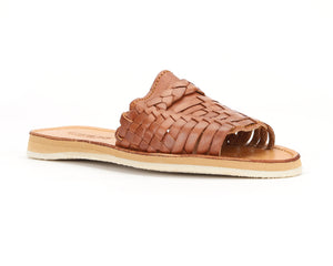 Huarache Peep-Toe Slides Walnut