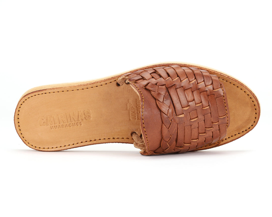Huarache Peep-Toe Slides Walnut – Bottomless Co.