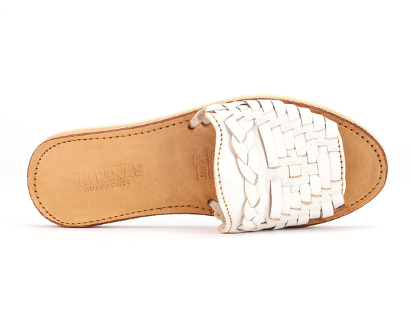 Huarache Peep-Toe Slides White